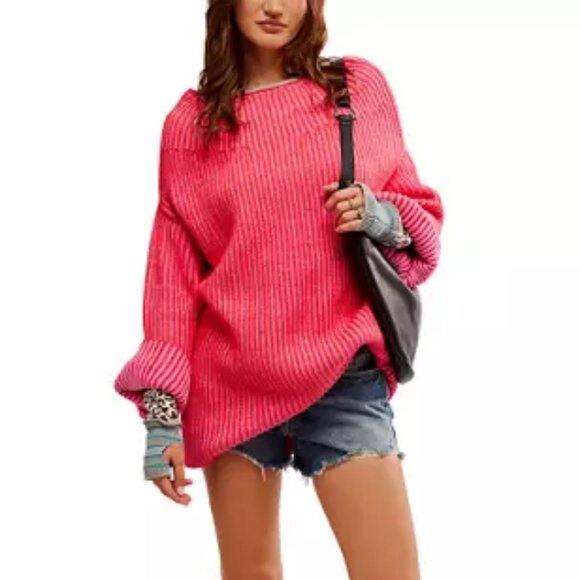 Free People Sweaters - *NWT* Free People  Boat Neck Tunic Pink Sweater, Size Small